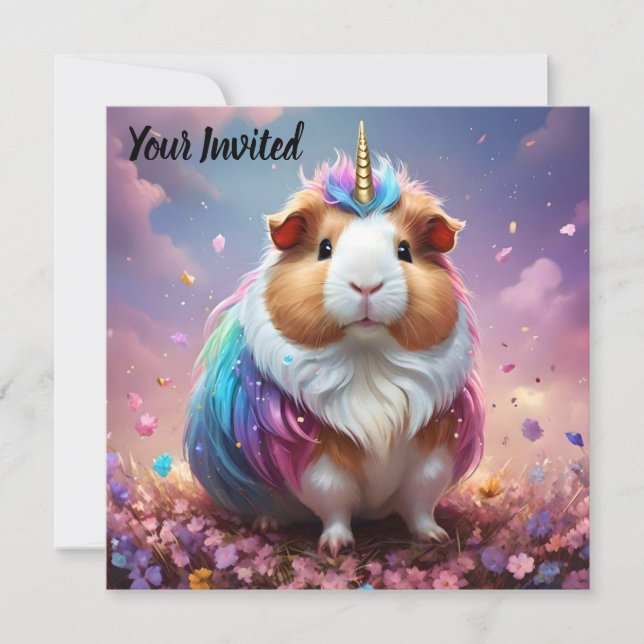 Prism Pigtail: The Radiant Unicorn Guinea Pig, Invitation (Front)