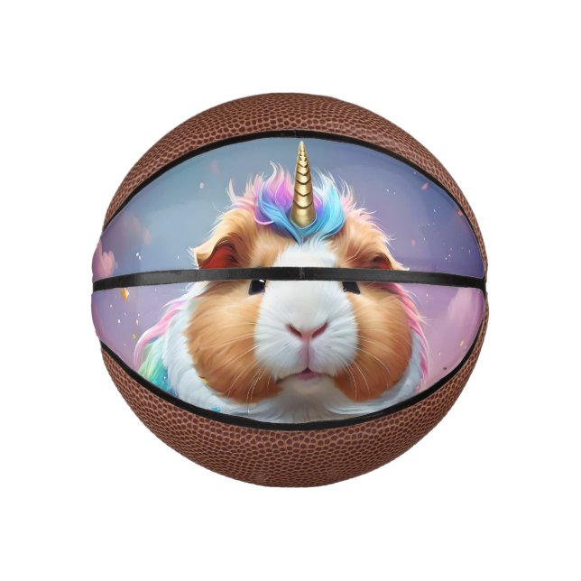 Prism Pigtail: The Radiant Unicorn Guinea Pig Mini Basketball (Front)