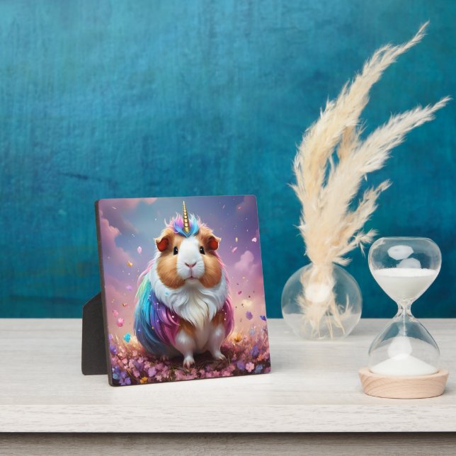Prism Pigtail: The Radiant Unicorn Guinea Pig Plaque (Insitu)