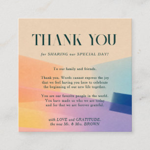 Prism Sunset Wedding Thank You Enclosure Card