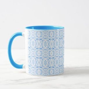 Prismatic Blue White Abstract Acrylic Art Mug