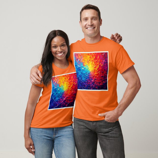 Prismatic Chaos Digital Grid Design T-Shirt (Unisex)