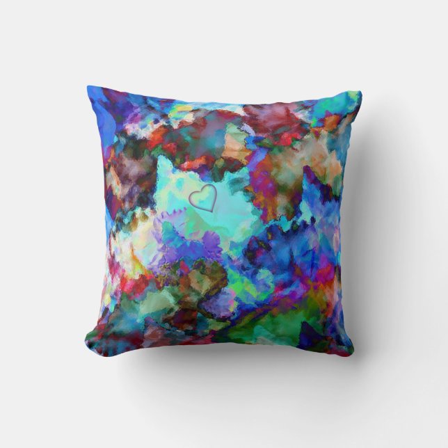 Prismatic Floral Collage  - Throw Pillow (Front)