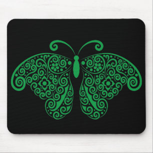 Prismatic Floral Flourish Butterfly Silhouette Mouse Pad