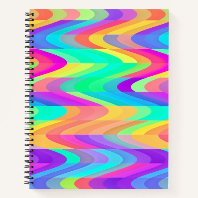 Prismatic Flow Waves Spiral Notebook (Front)