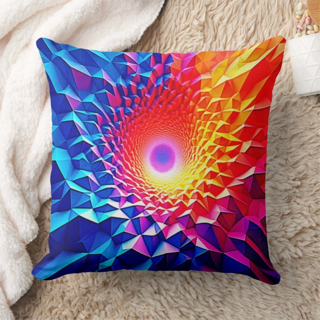 Prismatic Geometric Color Vortex Design Cushion (Blanket)
