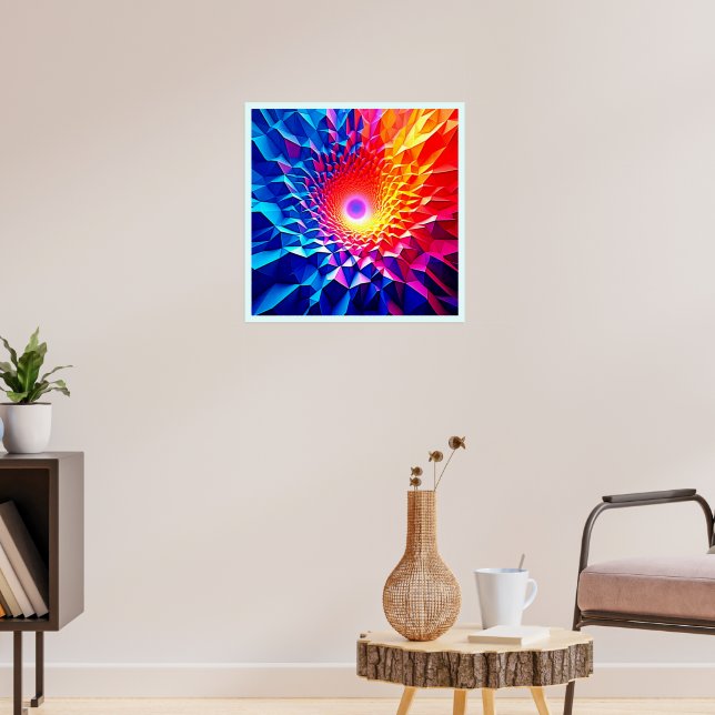 Prismatic Geometric Color Vortex Design Poster (Living Room 3)