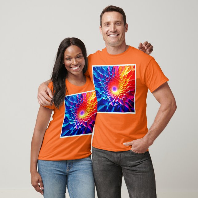 Prismatic Geometric Color Vortex Design T-Shirt (Unisex)