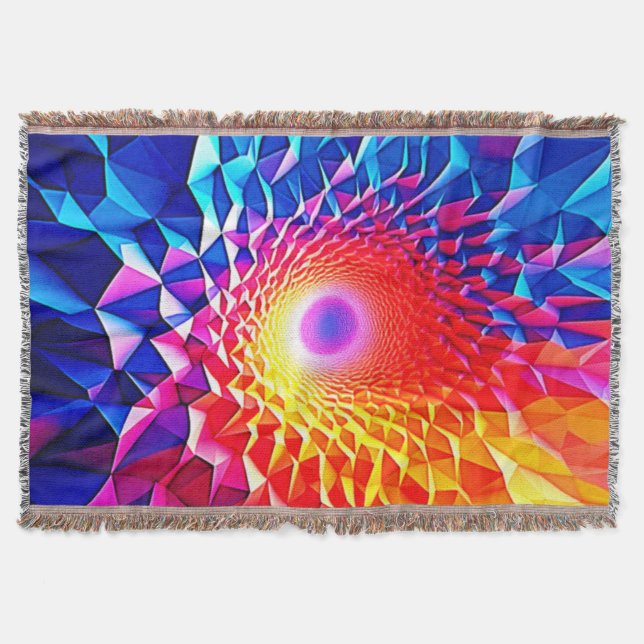 Prismatic Geometric Color Vortex Design Throw Blanket (Front)