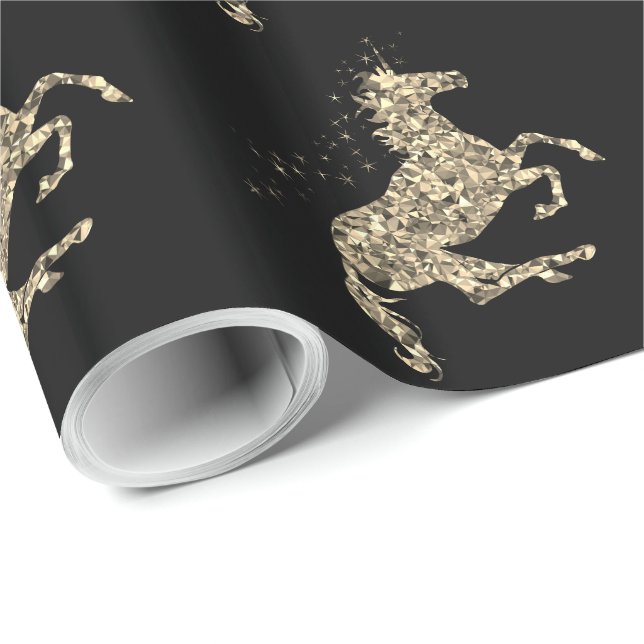 Prismatic gold unicorn black Wrapping Paper (Roll Corner)