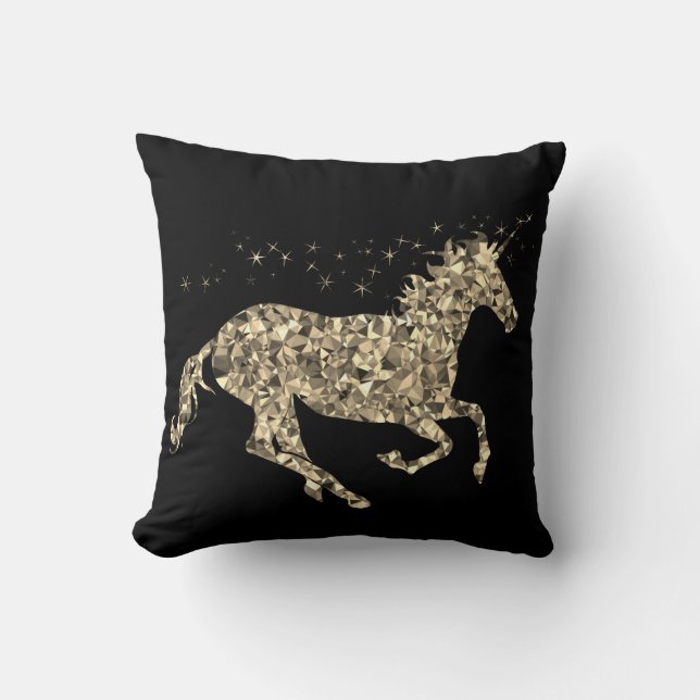 Prismatic gold unicorn trendy decor pillow (Front)