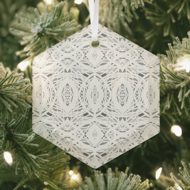 Prismatic Grey White Abstract Acrylic Art Glass Tree Decoration (Insitu)