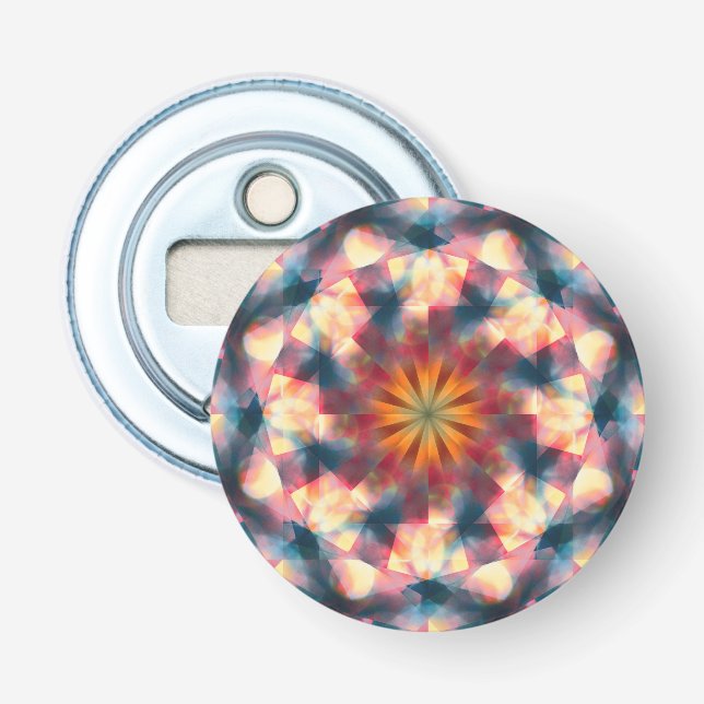 Prismatic Kaleidoscopic Psychedelic Mandala Bottle Opener (Front)