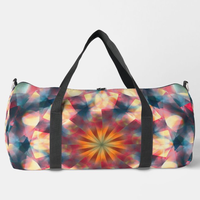 Prismatic Kaleidoscopic Psychedelic Mandala Duffle Bag (Front)