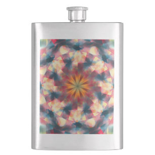 Prismatic Kaleidoscopic Psychedelic Mandala Hip Flask