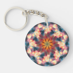 Prismatic Kaleidoscopic Psychedelic Mandala Key Ring
