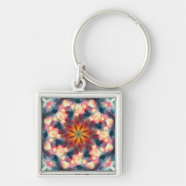 Prismatic Kaleidoscopic Psychedelic Mandala Key Ring (Front)