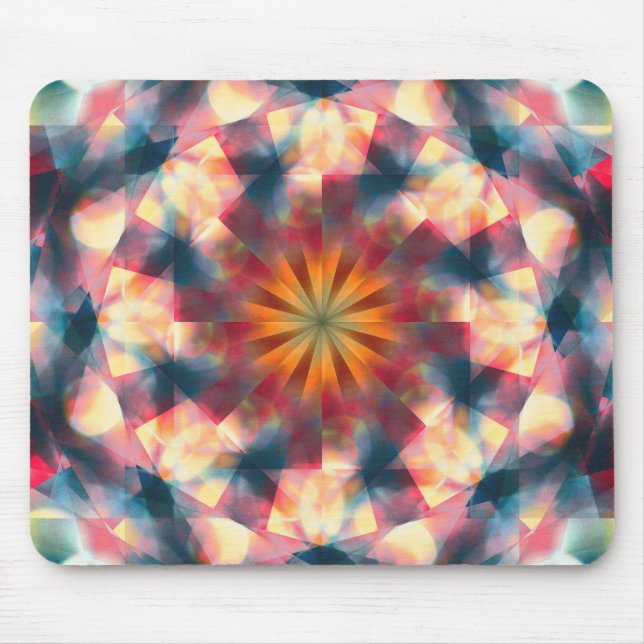 Prismatic Kaleidoscopic Psychedelic Mandala Mouse Pad (Front)