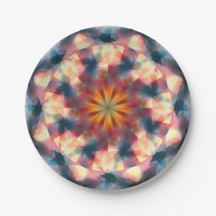 Prismatic Kaleidoscopic Psychedelic Mandala Paper Plate