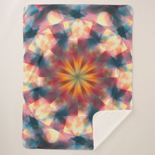 Prismatic Kaleidoscopic Psychedelic Mandala Sherpa Blanket