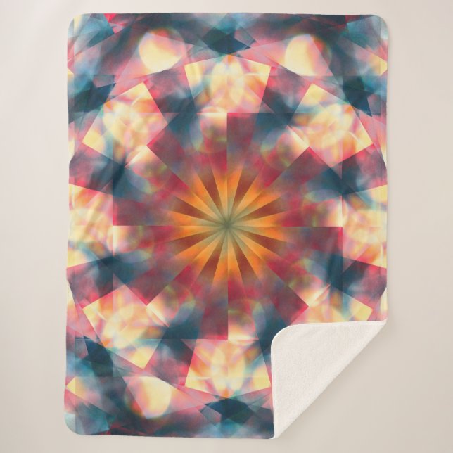 Prismatic Kaleidoscopic Psychedelic Mandala Sherpa Blanket (Front)