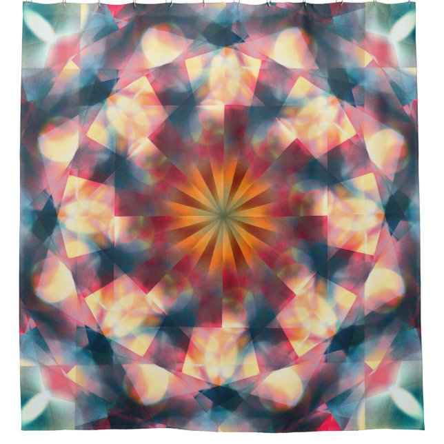 Prismatic Kaleidoscopic Psychedelic Mandala Shower Curtain (Front)