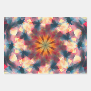 Prismatic Kaleidoscopic Psychedelic Mandala Wrapping Paper Sheet