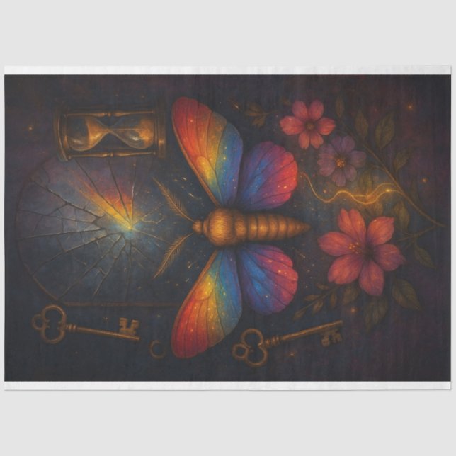 Prismatic Moth LGBTQ Pride Decoupage Paper (Front)