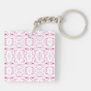 Prismatic Pink White Abstract Acrylic Art Key Ring