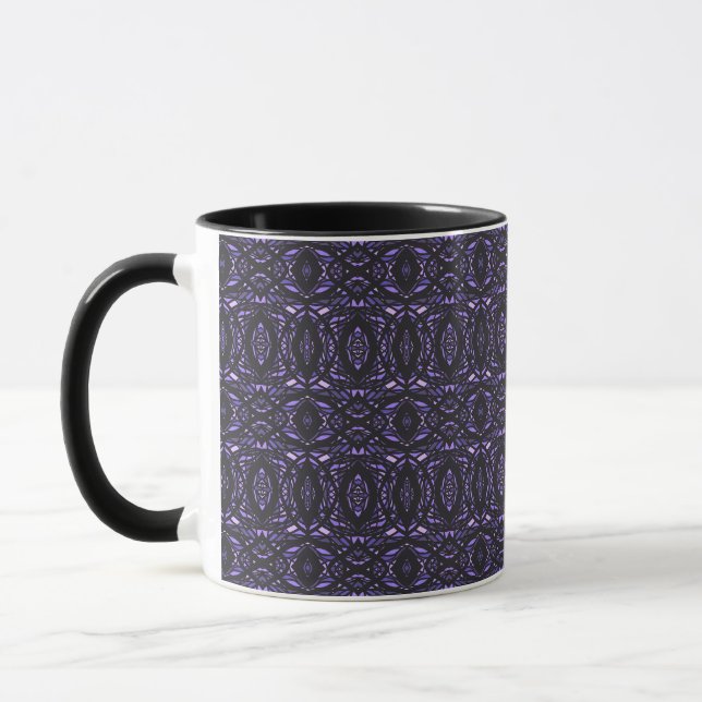 Prismatic Purple Black Abstract Acrylic Art Mug (Left)