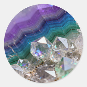 Prismatic Quartz Fusion Vibrant Crystal Design Classic Round Sticker