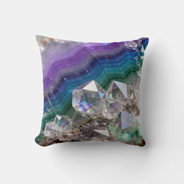 Prismatic Quartz Fusion Vibrant Crystal Design Cushion (Front)