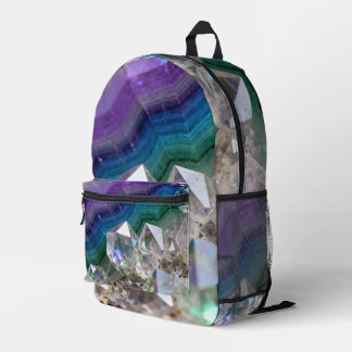 Prismatic Quartz Fusion Vibrant Crystal Design Printed Backpack