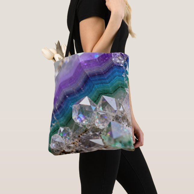 Prismatic Quartz Fusion Vibrant Crystal Design Tote Bag (Close Up)