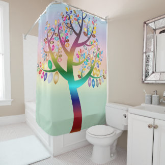 Prismatic Rainbow Tree Decorative Personalised Shower Curtain