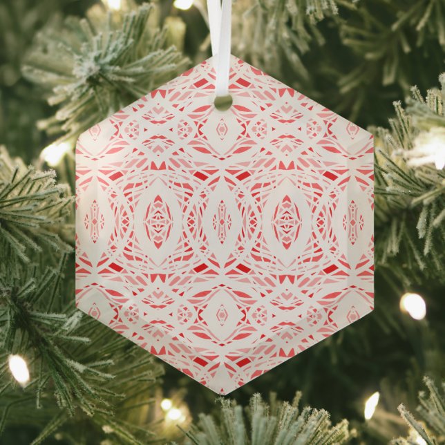 Prismatic Red White Abstract Acrylic Art Glass Tree Decoration (Insitu)