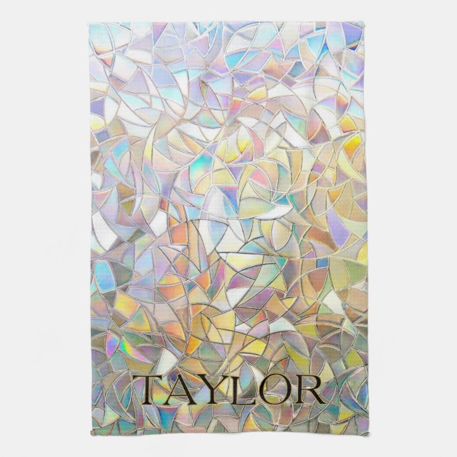Prismatic Stained Glass Effect - Rainbow Prismatic Tea Towel (Vertical)