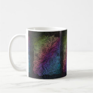 Prismatic Swirl   Rainbow Fractal Feather Art Coffee Mug