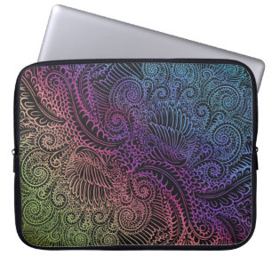 Prismatic Swirl Rainbow Fractal Feather Art Laptop Sleeve