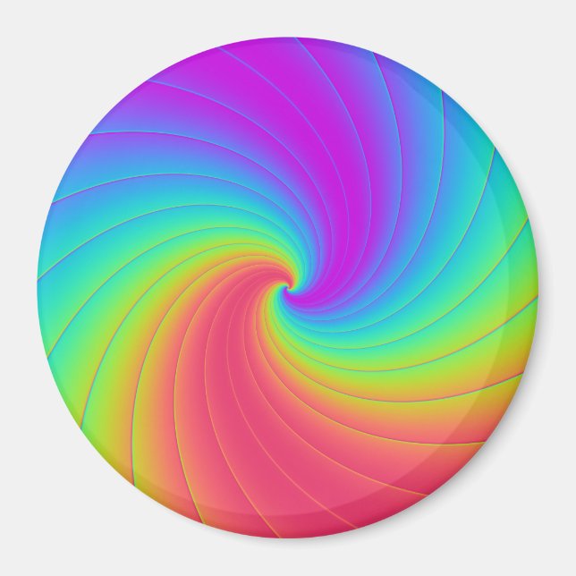 Prismatic Trippy Rainbow Spiral Whirl Swirl art Magnet (Front)