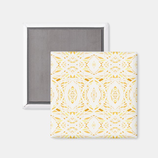 Prismatic Yellow White Abstract Acrylic Art Magnet (Front/Back)