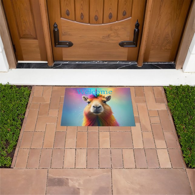 Prismhorn: The Rainbow Capybaraicorn Doormat (Outdoor)