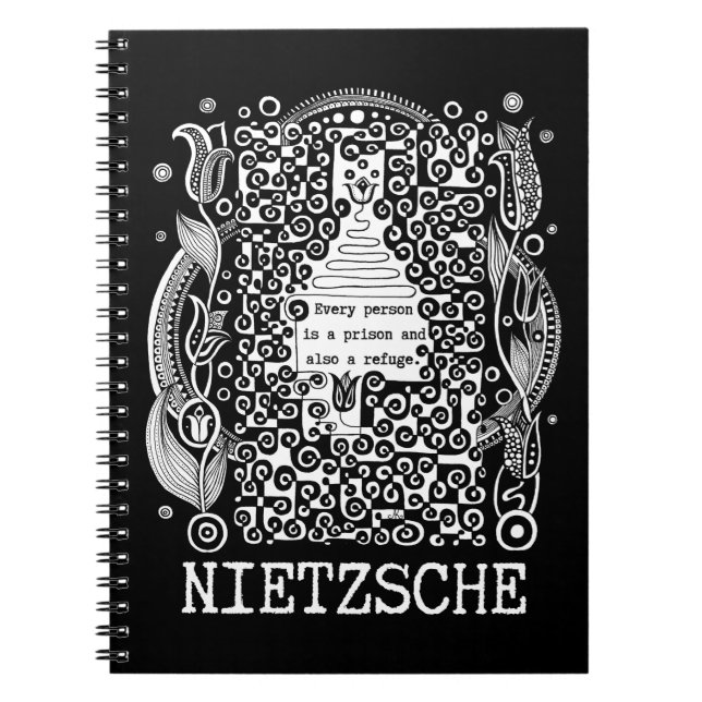 Prison and REFUGE quote by Nietzsche Notebook (Front)