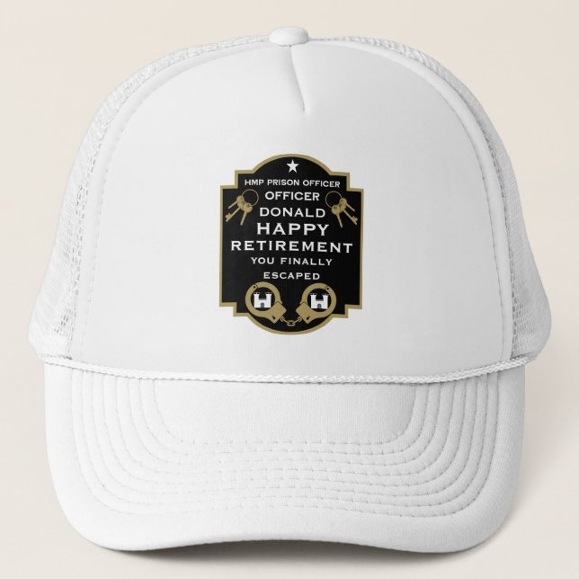 Prison Correctional Officer Retirement Trucker Hat (Front)