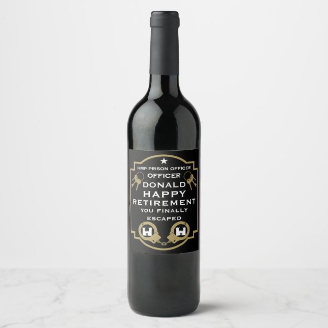 Prison Correctional Officer Retirement Wine Label (Front)