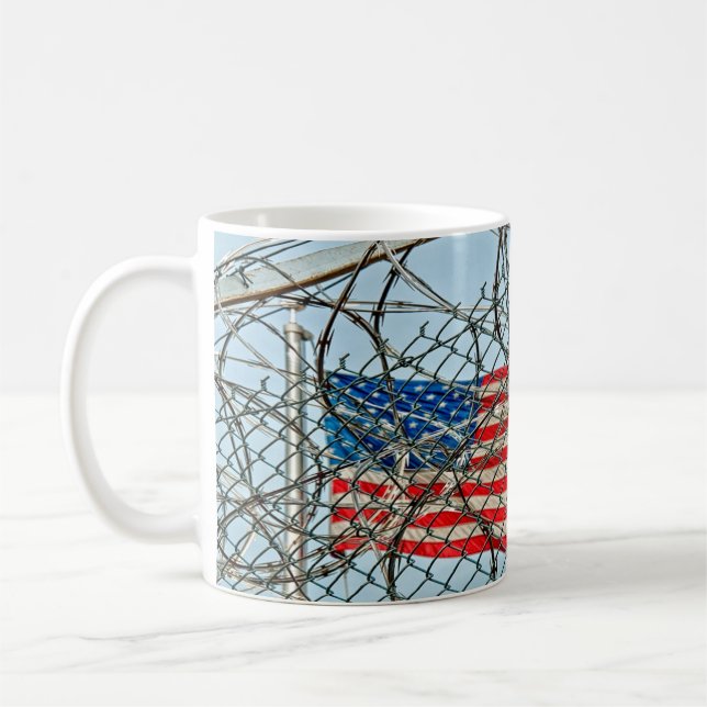 Prison Fence and Flag Coffee Mug (Left)