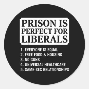 Prison Is Perfect For Libvibesls Funny Political Classic Round Sticker