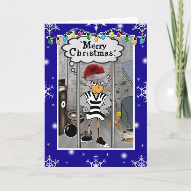 Prison Jailbird Holiday Card (Front)