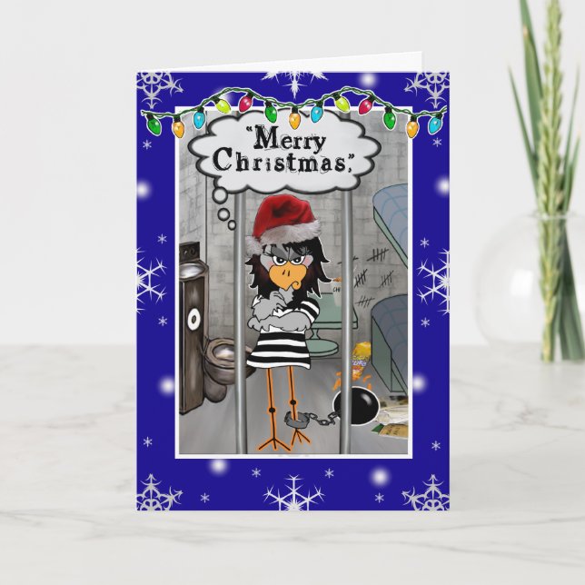 Prison Jailbird Holiday Card (Front)