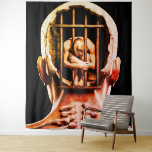 Prison of the Mind – Surreal Conceptual Wall Art Tapestry